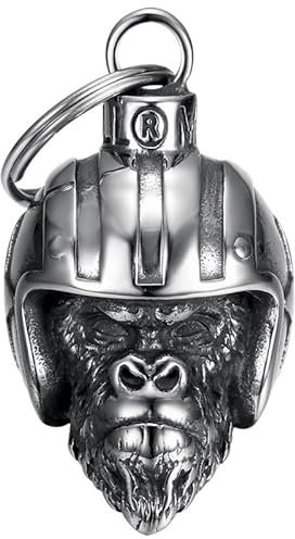 MOCY BELL - Clochette Moto Monkey Biker Porte-Bonheur MOCY BELL Acier Inoxydable Argent