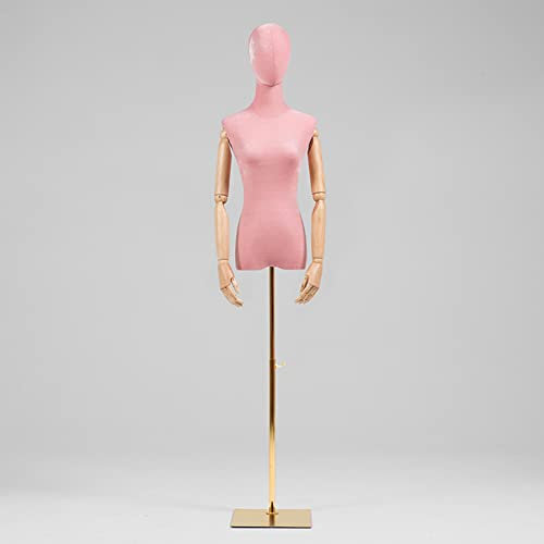 Suuim Weibliche Schneiderpuppe, Samt-Schaufensterpuppenkörper mit Metallständer, abnehmbare Schneiderpuppe für Einzelhandelsbekleidungsgeschäfte, Messen, Online-Boutiquen,Lila,A (Pink B)