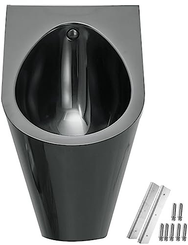 Induction Wall Mounted Men's Urinals, Commercial Efficiency 304 Stainless Steel Flushing Urinal, Bathroom Toilet Urinal for Families Hotels Schools Public Restrooms,Black,A