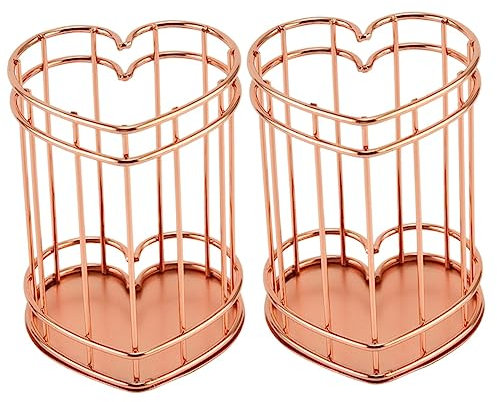 EXCEART 2st Eisenherz-stifthalter Bleistiftbecher Für Den Schreibtisch Kommode Kosmetikpinsel Organizer Stifthalter Für Den Schreibtisch Metall Rostfreier Stahl Fräulein Aufbewahrungskorb