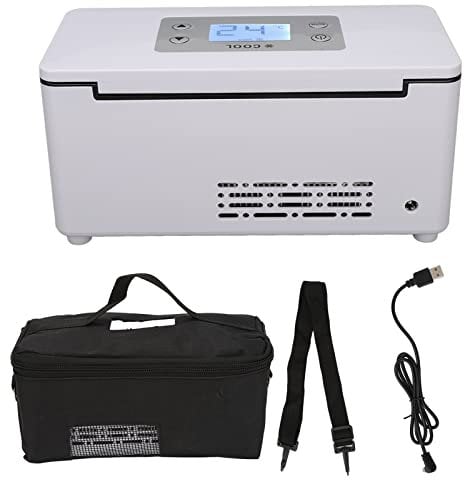 Frigo Portatile per Insulina Mini Frigorifero per Medicinali 0-18 ℃ Controllo Intelligente della Temperatura Display a LED Dispositivo di Raffreddamento per Medicinali per Auto