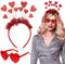 Sinmoe 2 Stück Valentinstag Herz Randlose Sonnenbrille Herz Stirnband Set Glitzer Pailletten Herz Kopfbopper Stirnband Hippie Herzförmige Transparente Sonnenbrille für Damen Herren, Rot