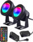Richsing LED Strahler Außen 12W RGB LED Strahler Mit Fernbedienung, IP67 Wasserdicht LED Spots, 2 Stück Farbwechse Gartenstrahler Spotlight, 3 Modi, Gartenbeleuchtung, Patio, Rasen, Hof