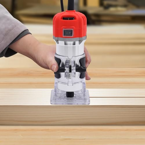 Taglierina elettrica per legno, strumento per router in legno, 6 velocità variabili (rosso, 800 W)