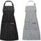UEPOA 2 Stücke Küchenschürze, Verstellbare Schürze mit 2 Taschen Maschinenwaschbar Kochschürze aus Baumwolle Leinen Damen und Männer zum Kochen, Backen, Malen, Hausarbeiten (Schwarz, Grau)