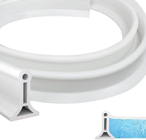 200CM Schwallschutzleiste Dusche Selbstklebend Silikon Duschabdichtungsleiste Wasserstopp Schwallschutz Duschschwelle für Dusch Boden Wassersperre für Badezimmer und Küche (Weiß, 2m)