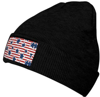 FRGMNT Beanies für den Winter, lockere Beanies für Damen und Herren, gestrickt, warme Wintermützen für Damen, Rot / Weiß, Schwarz , One size