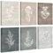 BINCUE Botanischer Blumen Bilder,Abstrakte Botanische Wandbilder,Botanischer Leinwand Wandkunst,Vintage Blumen Boho Bilder,Minimalistische Linie Wanddeko für Schlafzimmer Wohnzimmer(16x12 zoll* 6pcs)