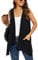 Wiwclo Black Sleeveless Cardigan Vest for Women Plus Size Lightweight Summer Jacket with Pockets Casual Work Knit Open Front Long Drape Duster,XXL