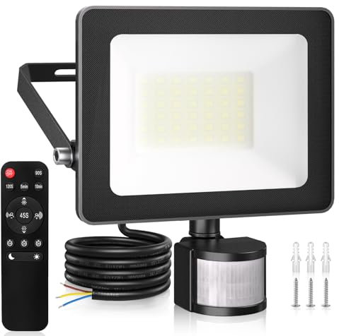 MEIKEE 35W LED Strahler mit Bewegungsmelder Außen 3440LM 6500K Kaltweiß 3 Modi 10 Helligkeitsstufen LED Fluter mit Sensor IP66 Wasserdicht Scheinwerfer für Garten Garage Sportplatz