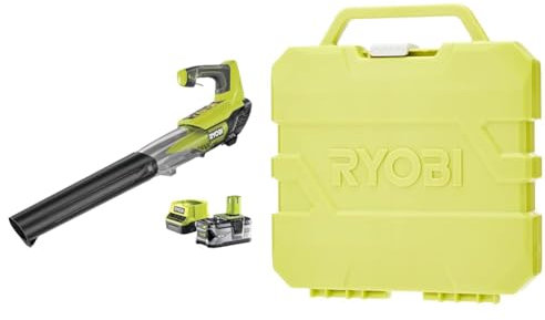 RYOBI - Souffleur sans Fil à Batterie 18V One+ (pour Feuilles Morte et Gazon) Turbo Jet & Mallette 127 Accessoires Mixtes : 13 forets métal + 7 Douilles + 81 Embouts 25 mm PH