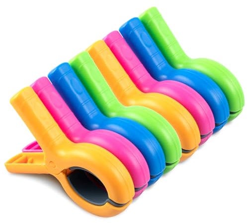 8 Pcs Grandes Pinzas Toalla Playa para Tumbonas, 4 Colores Pinzas Ropa Fuerte, Durable Clips Pinzas de Plástico, Resistentes al Viento, Pinzas Sujeta Toallas Playa para Sillas de Piscina, Ropa de Cama