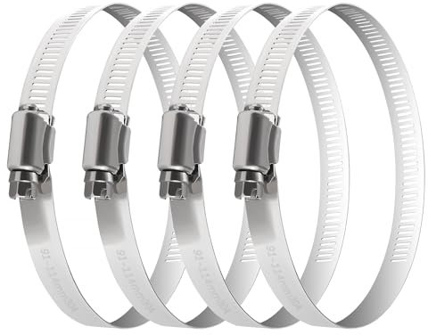 YIXISI 4 Piezas 91-114 mm Abrazaderas de Manguera, Abrazadera de Manguera de Acero Inoxidable 304, Abrazaderas de Tubo Ajustables, para Tubo de Manguera
