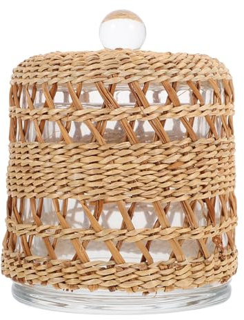 Luxshiny Winddichte Kerzenabdeckung Aus Glas Dekorative Kerzenhaube Mit Strohmaterial Praktisch Für Wohnzimmer Schlafzimmer Und Büro Langlebig Und Stilvoll Für Stimmungsvolle Abende