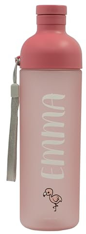 bienpegado - Botella de agua personalizada para niños (8+) y adultos con nombre e icono. Ideal para la escuela o trabajo. Fácil de lavar en lavavajillas. Sin BPA. Capacidad: 600 ml (Rosa antiguo)