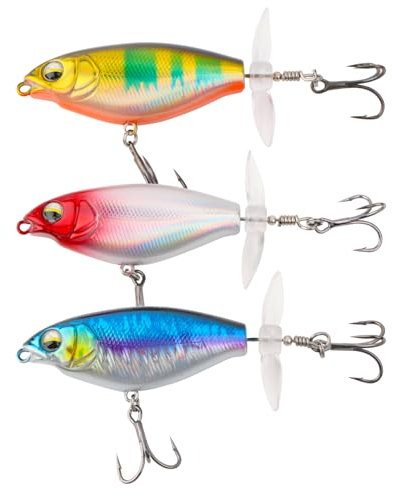 Topwater Angelköder mit Propeller-Schwanz, Perfekt für Süß- und Salzwasser, Schwimmende Köder für Bass, Wels und Hecht, Whopper Plopper Barsch Köder, EIN Angeln Wobble Oberfläche Bass Köder
