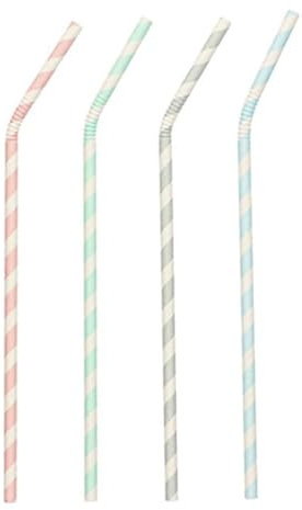 NEU Trinkhalme Pure aus Papier, biegbar, Ø 6 mm, 22 cm, 100 Stück, Stripes