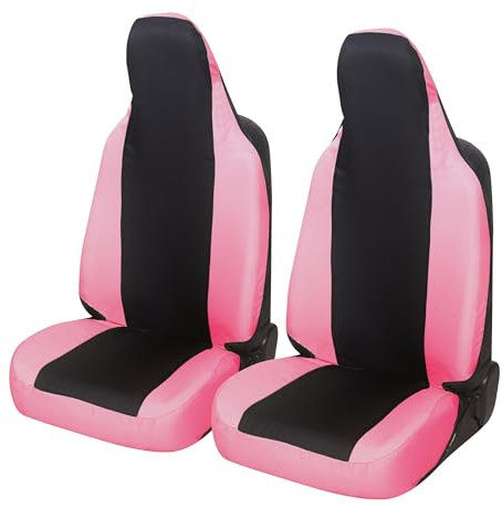Auto Accessori Lupex Coprisedili Auto Compatibili per sedili con poggiatesta integrato, coppia anteriore, fodere protezione sedile, modello universale (Nero - Rosa)