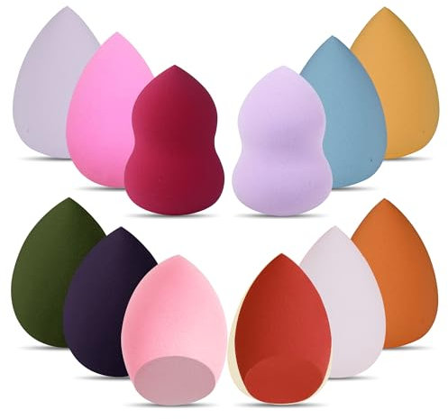 G4GADGET 12 PCS Multi-Coloured Makeup Sponges Set, Non-Latex for Flawless Foundation Application, Versatile Makeup Sponge for Wet & Dry Use with Soft, High-Density Texture