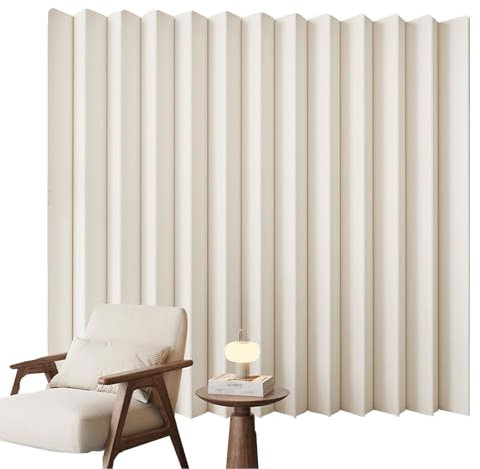 Trennwand Raumteiler Modern Zum Schieben für Wohnzimmer Schlafzimmer, Paravent Innen Weiß Keine Montage Erforderlich, Spanische Wand(300~400cm x 200cm)