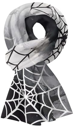Hiseng Schal Damen Herbst Winter Kuschelig Warm Elegant Halstuch Schultertuch Herbstschal Winterschal Druck 3D Scarf Halloween-Geschenke für Abendkleid, Damen, Party (175x45cm,Spinnennetz)