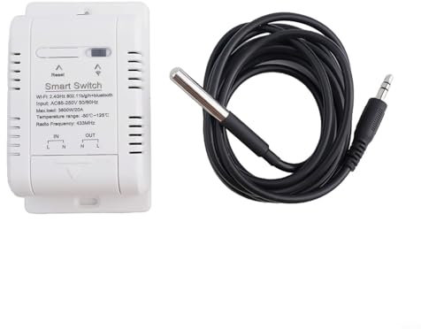 Smart Switch 16A Temperaturüberwachung Controller WiFi Schalter Drahtlose Steuerung, APP-Steuerung Temperaturschalter und Fernüberwachung Temperatur (16A mit 2M Kabel)
