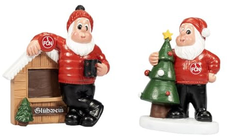 1. FC Nürnberg 1. FCN Weihnachtsfiguren Weihnachten 2er-Set Mini in 4,5 x 4 x 7,7 cm