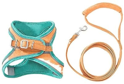 Haustierstolz® - Das Original Katzengeschirr mit Katzenleine (XXL(7.5-12.5kg),Orange-Grün)