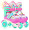 Kinder Einhorn Rollschuhe für Mädchen.Geeignet für 3-6 Jahre alt. Mit Leuchtenden Rädern,4-Pejiijar Verstellbar Anfänger Quad Roller Skates für Weihnachts und Geburtstags Geschenke
