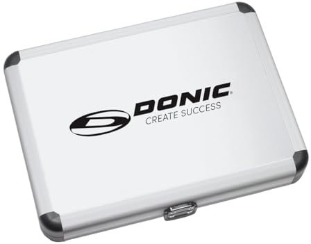DONIC Alu Schlägerkoffer/Tischtennis Schlägerkoffer (Silver, Black) - 29.5 x 22 x 5 cm - Rackettasche