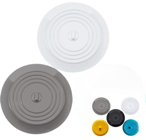 RQzaufania 2-Pack 15 cm Silikon Badkarspropp, Avloppspropp Universal Diskbänksplugg för Diskbänk, Handfat, Badkar (Vit och Grå)