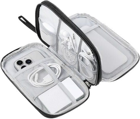 Nogeqi Borsa per cavi di piccole dimensioni, organizer per cavi di ricarica, per auto elettrica, portatile, a doppio strato, universale, per cavo di ricarica del cellulare, universale, USB, cavo (nero