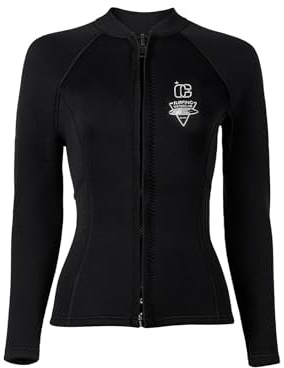 Yruioon Damen Neoprenanzug Jacke 3mm Thermo Neopren Jacke Langarm Tauchjacke Rashguard mit Reißverschluss zum Schwimmen Tauchen Surfen Schnorcheln