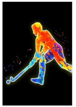 Neon Collection Feldhockey-Poster, Leinwand, Poster, Schlafzimmer, Dekoration, Landschaft, Büro, Raumdekoration, Geschenk, ungerahmt: 60 x 90 cm