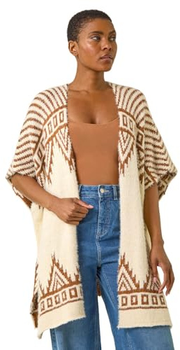 Roman Originals Jacquard Pattern Knit Cardigan for Women UK - Ladies Everyday Holiday Spring Summer Comfy Soft Evening Vacation Work Party