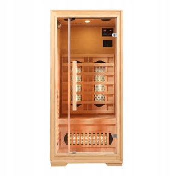 Infrared Sauna Quartz Heaters 75°C Pine Wood Indoor 1 Person CD/MP3 Glass Door