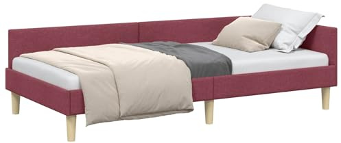vidaXL Corner Bed Frame Other with Headboard Wine red 80 x 200 cm, Contemporary Corner Bed Frame, Adjustable Headboard, Durable Polyester Material, Space Saving Stylish Bedding Solution