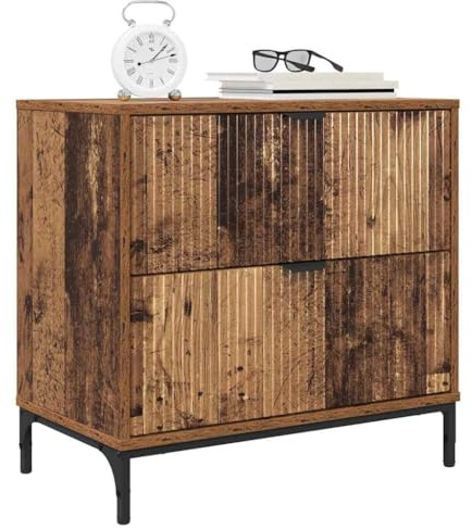 vidaXL Bedside Table Old wood 63.5 x 36 x 61 cm Engineered wood, Compact Bedside Table, Rustic Nightstand with Open Storage, Functional Bedroom Organizer, Engineered Wood Side