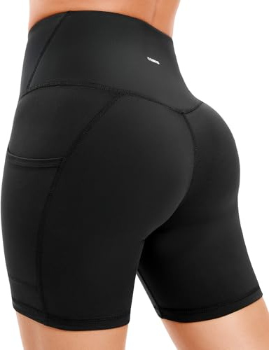 CAMBIVO Sport Leggings Damen, Sport Shorts Sporthose High Waist mit Handytasche, Kurze and Lange Leggins mit Handytasche, Yogahose Blickdicht für Sport, Freizeit, Fitness