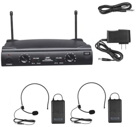 SAFIGLE Uhf-dualkanal-funkmikrofon-Set mit Taschensendern und Headset-mikrofonen Empfänger XLR -Ausgang bis Reichweite