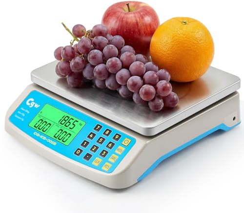 CGOLDENWALL Báscula de cocina comercial de 30 kg/1 g, báscula digital grande con plataforma de acero inoxidable, conversión de KG/LB/OZ, pantalla LCD, alimentación CA/CC para tienda