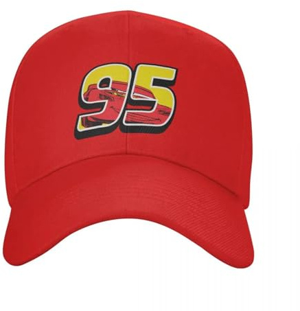ZPUUCXOVS Adult Cars 3 Lightning McQueen Go 95 Cap Retro Baseballkappen Polyester Papa Hut Trucker Hut atmungsaktive Sonnenkappen Sommer