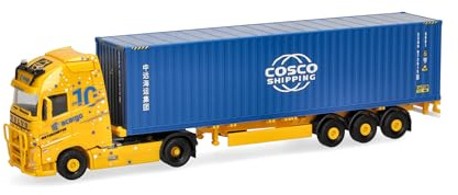 Herpa LKW Modell Volvo FH GL XL 2020 Container-Sattelzug Acargo Meyer & Meyer/Cosco, Miniatur im Maßstab 1:87, Sammlerstück, Made in Germany, Kunststoff