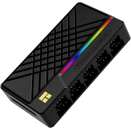 Thermalright ARGB & Fan Hub X10 Black-10-Port PWM/ARGB Sync Controller, SATA mit Überspannungsschutz, werkzeuglose Montage, für PC Lüfter/CPU Kühlung, perfekt für Gaming/Homeoffice