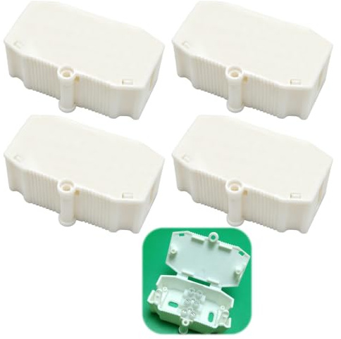 4PCS White Plastic Junction Box Set, 3 Terminal Positions, Electrical Wiring Boxes for Home DIY, Waterproof Electrical Enclosures with Secure Connection Points, Durable ABS Material Construction