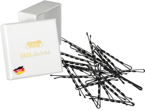 HAARallerliebst 24 Haarnadeln gedreht - 5,5 cm Bobby Pins schwarz - mehr Halt durch die Drehung – Haarklemmen Damen & Hair Pins in weisser Box - Perfekte Haarnadel für Styling & Halt