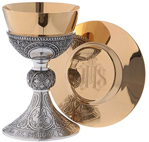 Holyart Molina chalice and paten in brass with cup in sterling silver, German model