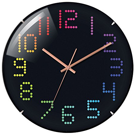 Wanduhr WT 7410 Technoline modern bunte Ziffern schwarz