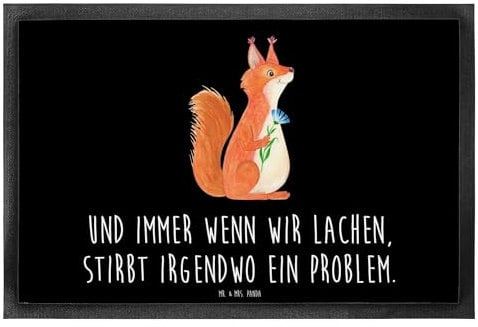 Mr. & Mrs. Panda Schmutzmatte Eichhörnchen Blume 40 x 60 cm - Geschenk, schmutzfangmatten, Spaß, türmatten, Spruch Positiv, Lachen, abstreifer, Türvorleger, Lustige Sprüche, sauberlaufmatten