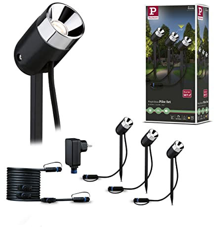 Paulmann 94242 Plug & Shine Basisset Spot Pike LED Außenleuchte rund incl. 3x3,5 Watt dimmbar Anthrazit Kunststoff 3000 K Warmweiß